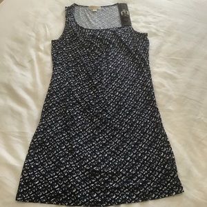 Michael Michael Kors Buckle Detail Sleeveless Dark Blue Print Dress, Size L